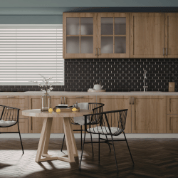 Wood-Grain Cabinets With a Simple Backsplash